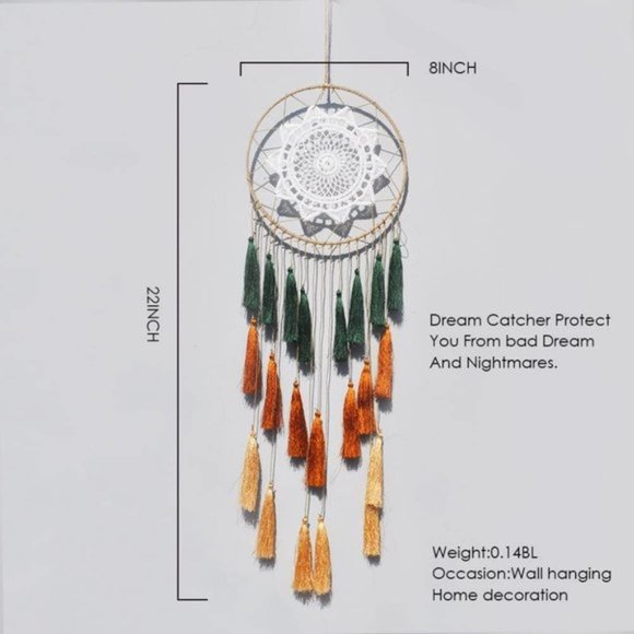 UO Feather Green Boho Dream Catcher Wall Hanging - Picture 2 of 10